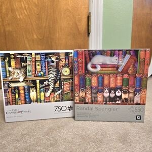 2 Sealed Puzzles- CATS Art Books 550 Piece Jigsaw Puzzle Randal Spangler